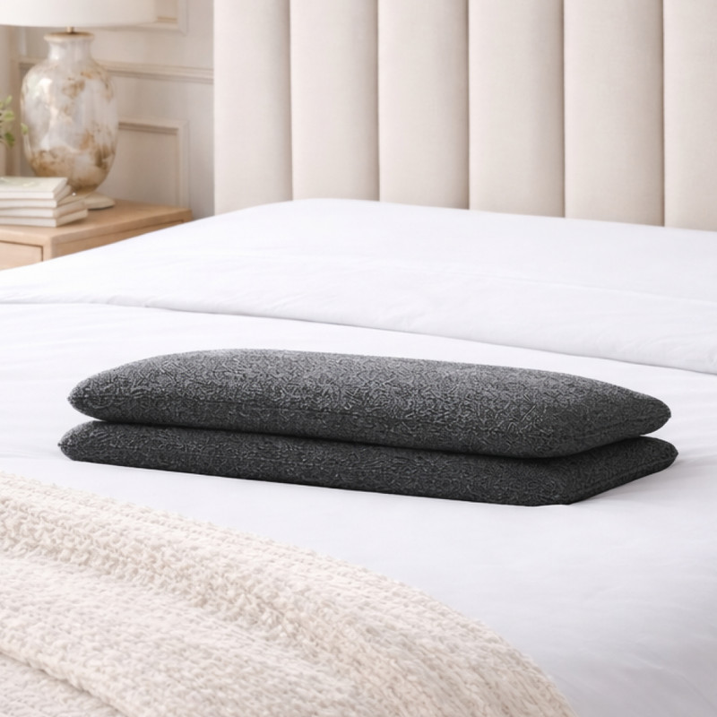 SleepyHug Memory Foam Sleeping Pillow Pack of 2 Solid Slim Pillow(Grey)