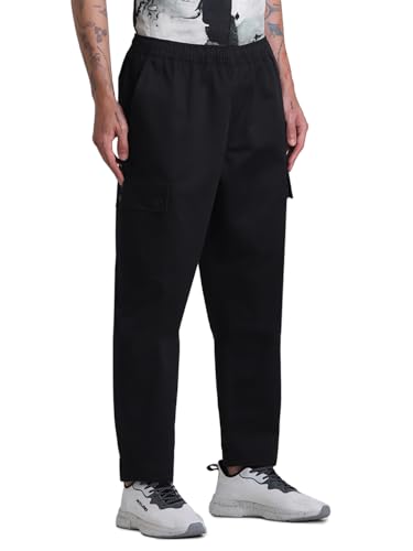 Jack & Jones Men’s Mid Rise Regular Fit Cargo Trousers| Men Cargo Pants Cotton | Cargos for Men Black