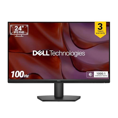 Dell SE2425HM 24″/60.96cm FHD Monitor, Ultra-Thin Bezels, 100Hz IPS Panel, 5 ms Response, Contrast 1000:1, Tilt Adjust, HDMI, VGA, Warranty 3 Years, Comfortview Plus, TÜV Rheinland 3-Star Eye Comfort