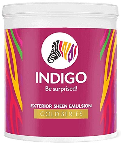 Indigo Exterior Sheen Emulsion Gold Series | Premium Exterior Sheen Paint | Weather & UV Resistant | Low Moisture Absorption | 10 L Black