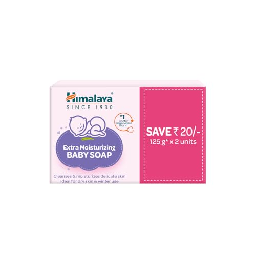 Himalaya Extra Moisturizing Baby Soap 125 g | Pack of 2 | No 1 Doctor prescribed brand | Aloe, Olive, Milk| Cleanses & Moisturizes baby’s skin
