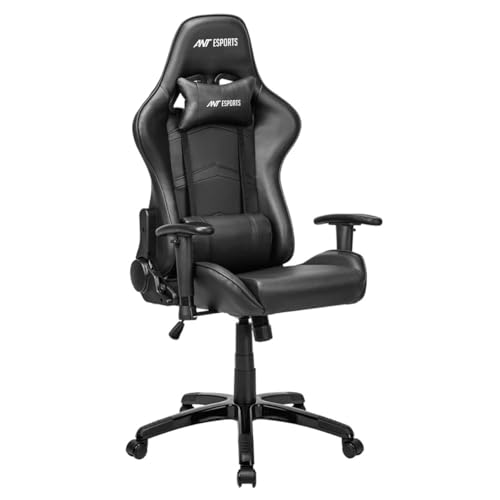 Ant Esports 9077 Ergonomic Gaming Chair, Multifunctional Gaming Chair with Premium PU Leather Upholstery, 2D Armrest, Integrated Neck and Lumbar Support, & 180° Recline – Back