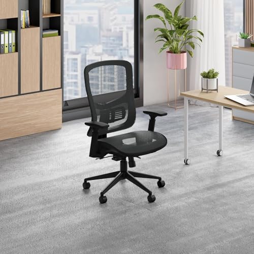 Interio by Godrej Exceed Premium Mesh Seat and Back Lumbar Supporting Ergonomic Office Chair (Black Ink), 1-Year Warranty, Adjustable Armrest and Height