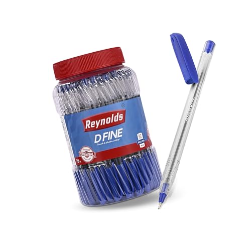 Reynolds DFINE Ball Pen SET – 70 BLUE PENS WITH COMFORTABLE GRIP |BLUE BALL PENS FOR WRITING | PEN FOR STUDENTS & OFFICE STATIONERY | 0.7 mm TIP SIZE