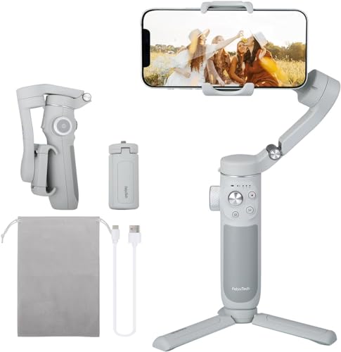 FEIYU TECH Vb 4Se Gimbal Stabilizer for Smartphone,Foldable Phone for Video Recording,Gesture Control,Fit iPhone &Android,One-Key Vertical Shot for YouTube,Tiktok,Vlog,Live Stream,Max 0.69Lb,White
