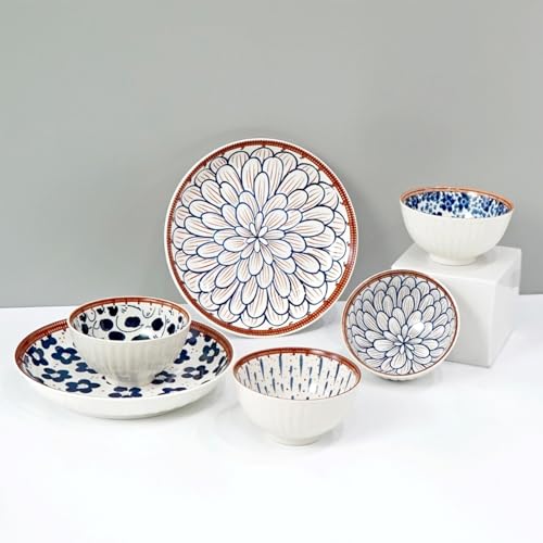 Amazon Brand – Solimo Ceramic Bowl with Plate, Set of 6 pcs Set (Bowl H 4B+2P) | Microwave & Dishwasher Safe| Bowls for Snacks, Fruits, Salad, Desserts | BPA & Lead-Free Bowls | 350ML, Burnt Sienna