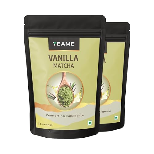 TE-A-ME Vanilla + Matcha Green Tea Powder – 100g (66 Servings) | 50g – Pack of 2 | Make Delicious Vanilla Latte Flavoured | 100% Natural | Ceremonial Grade