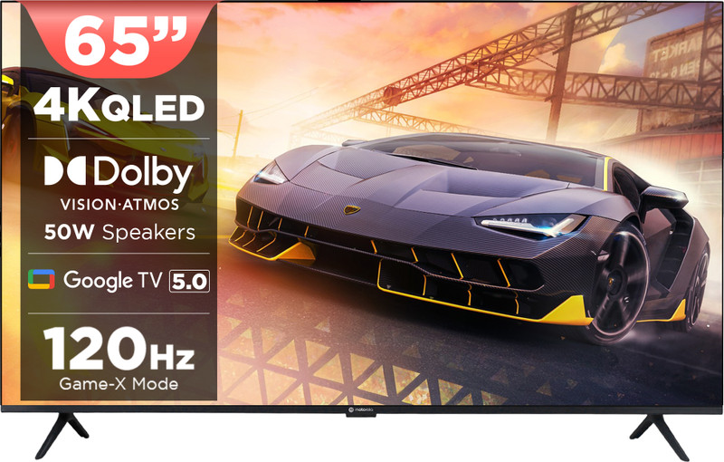 MOTOROLA 165 cm (65 inch) QLED Ultra HD (4K) Smart Google TV 2025 Edition with 5.0 OS, 50 W speaker, 120Hz Game accelerator, and Dolby Atmos(65UHDGQMWSDQ)