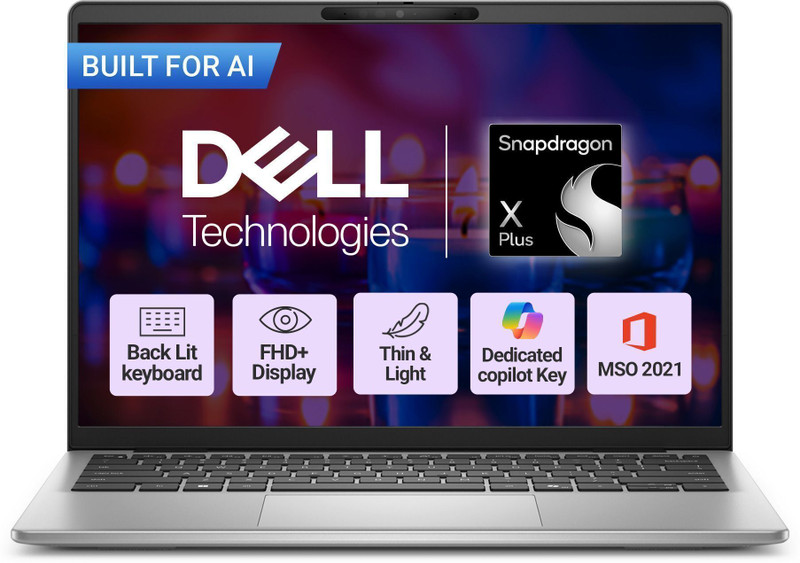 DELL 14 Snapdragon X Plus – (16 GB/512 GB SSD/Windows 11 Home) OINS441100101RING10 Thin and Light Laptop(14 Inch, Titan Grey, 1.53 Kg, With MS Office)