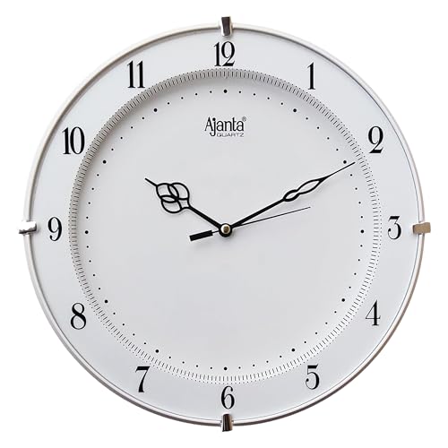 Ajanta Plastic Step Movement Round Wall Clock (White, 25.7 X 25.7 X 3.6 Cm) – Analog