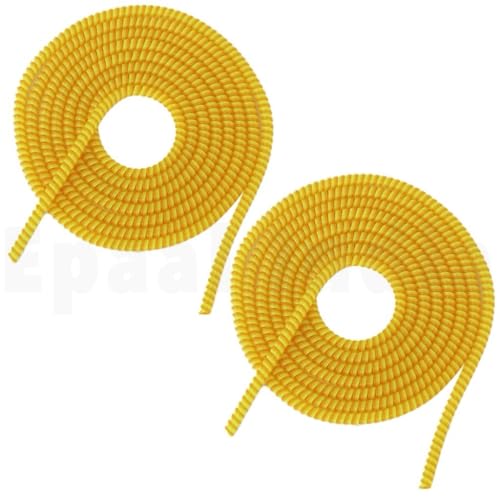 J’TTON Spiral Triple Color (2 Pcs) 1.4 Meters Each-Full Size Cable Cord Charger Protector Saver Winder for iPhone & Android Charging Cables (Yellow)