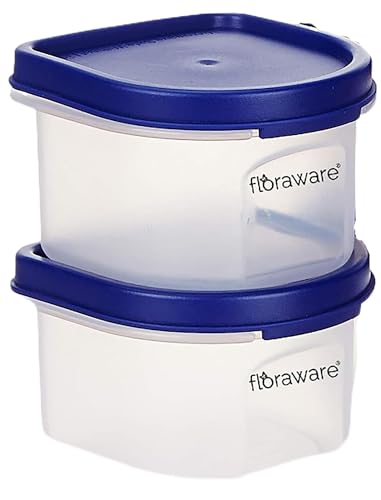 Floraware Modular Plastic Storage Containers | Airtight Jars with Lids | Stackable Design for Grains, Spices, Snacks & More | Transparent & Space-Saving (Blue, Small)