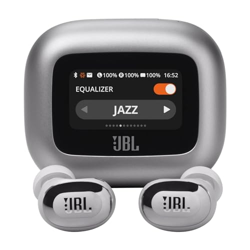 JBL New Launch Live Buds 3 TWS,Hi-Res Audio True ANC Earbuds,Smart Case with Touch Display,40H Playtime,Wireless Charging, 6 Mic,Multipoint connection,IP55 proof, Headphones App,Personi-Fi 3.0(Silver)