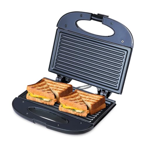 Bajaj New SWX 400 2-Slice Sandwich Grill Toaster | Non-Stick Coating Plates | Buckle Clip Handle | 1 Year Product Warranty 【Black】