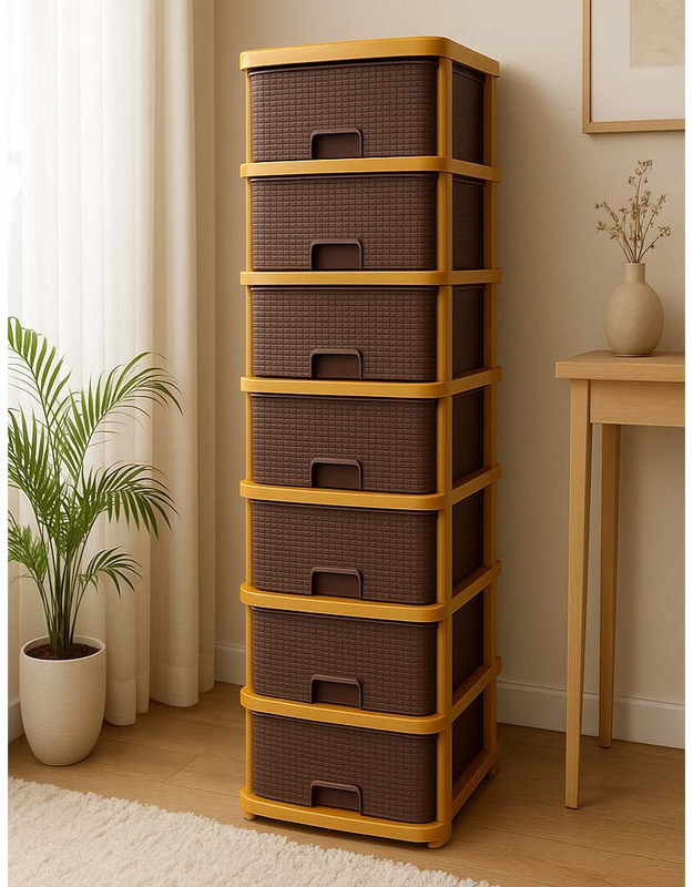 MAXTID 7 Compartments Plastic Cabinet(Brown)