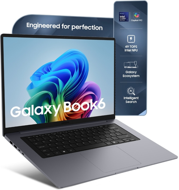 Samsung Galaxy Book6 Intel Core Ultra 7 Series 3 355 – (16 GB/512 GB SSD/Windows 11 Home) NP760VJG Thin and Light Laptop(16 inch, Gray, 1.8 kg, With MS Office)