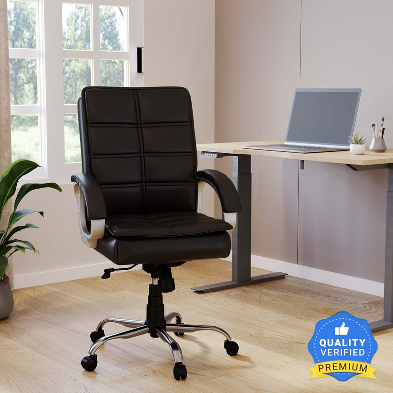 CARLTON LONDON Magnus Split Leather Office Executive Chair(Black, DIY(Do-It-Yourself))