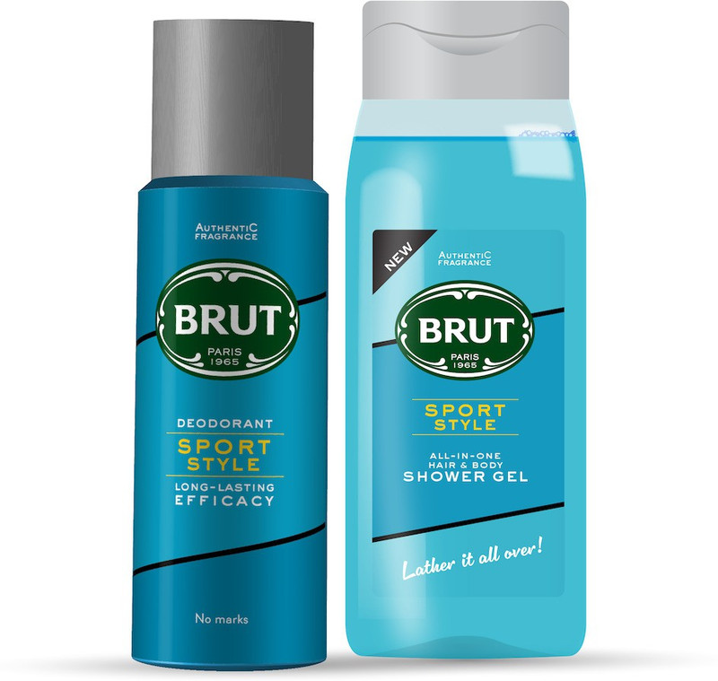 BRUT Sport Style Deodorant for Men 200ml + Sport Style All – In- one Hair & Body Shower Gel for Men 500ml(2 Items in the set)