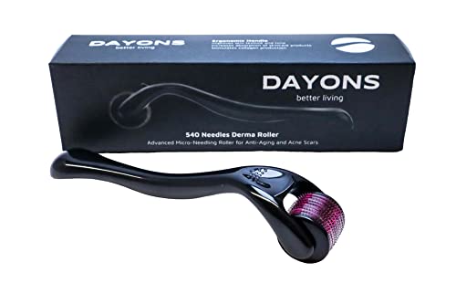 Dayons 0.5mm Derma Roller – 540 Microneedles | Dermaroller for Hair Regrowth, Beard Growth & Face Care | Microneedling Tool for Scalp, Acne Scars & Skin Renewal for Men & Women