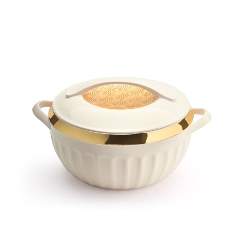 Asian Plastowares Dignity Casserole 1600ml | Premium Insulated Hotpot with Inner Steel Lid | Elegant Diwali Gift Set | Kitchen Storage Dinnerware Combo | Beige
