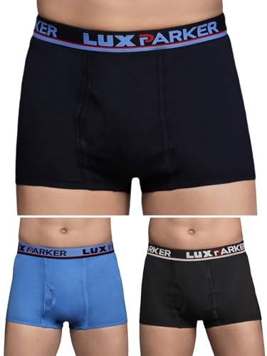Lux Parker Men’s Pure Cotton Modern Trunks (Pack of 3) SEMI-Long_COL_3PC_Assorted