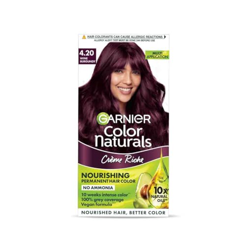 Garnier, Hair Colouring Creme, Long-lasting Colour, Smoothness & Shine, Color Naturals, Shade: 4.20 Wine Burgundy, 70ml + 60g