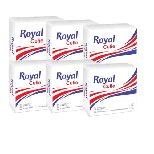 Royal Cutie 1-Ply Tissue Paper Napkins for Dining Table |Pack of 6 (90 Pulls Per Pack, 540 Sheets) | Extra Soft Paper Tissue, Perfect for Events, Parties, & Everyday Use