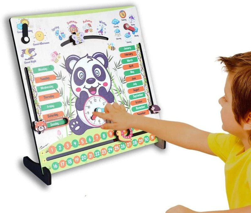 Smartcraft Panda Busy Board -7 Activities Wooden Teaching Clock Board Toys For Kids(Multicolor)
