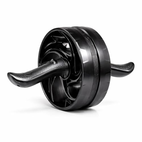Amazon Basics Ab Roller with Non-Slip Handles | Wheel Exercise Equipment for Core Strengthening | Compact & Portable | for Men and Women | Black | 34 x 45.6 x 16.3 cm