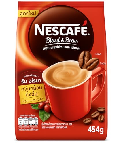 NESCAFE Blend & Brew Rich Aroma Instant Coffee 27 Sticks 454g Bag By COUGAR | 3-in-1 Coffee Mix with Milk & Sugar | Smooth & Creamy Taste | Single Serve Sticks | Perfect for Home, Office, Travel & Gifting | (Imported-THAI)