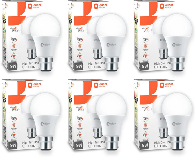 Orient Electric 9 W Basic Round B22 LED Bulb(White, Pack of 6)