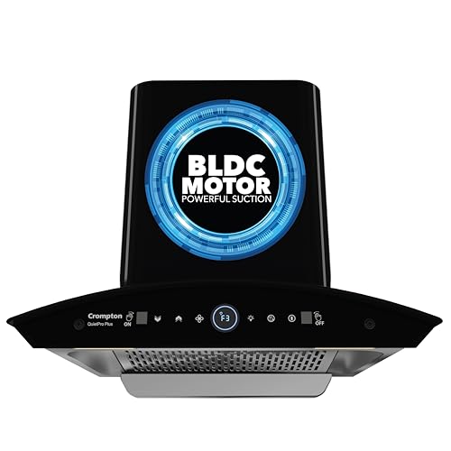 Crompton QuietPro Plus BLDC 1600m3/hr 60cm Curved Chimney| Filterless Intelligent Autoclean| Smart On| Touch+ Motion Sensor Control| 10Yrs Motor & 2Yrs Overall Warranty (CHD-QPPC60FLE-IND)