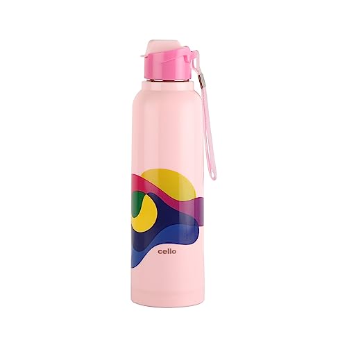CELLO Puro Steel-X Benz Pro 900 | Leak Proof | Wide Mouth & Easy to Open | Insulated Inner Steel Water Bottle | 730ml| Set of 3, Assorted