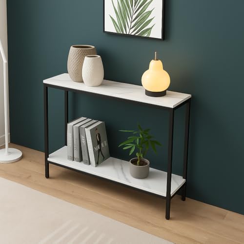 AALIYA MART Metal Frame 2-Tier Premium Entryway Table for Living Room, Hallway & Bedroom | Modern Narrow Sofa Console Table for Home & Office Decor | Sturdy & Stylish Accent Table (Multicolor)