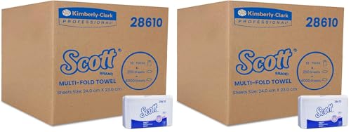 Scott Multifold Paper Towels (28610), White, 1-Ply, 32 Packs/Case, 250 Sheets/Pack (4,000 Sheets)