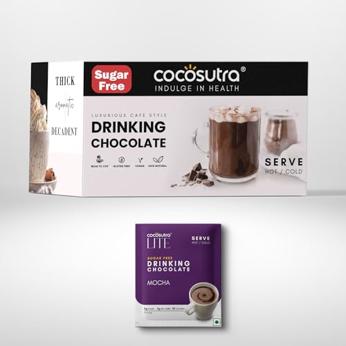 COCOSUTRA Sugar Free Drinking Chocolate Mix | Mocha | 20 Single-Serve Sachets (20g Each) | Low Carb, Low Calorie | Stevia & Erythritol Sweetened | 400g
