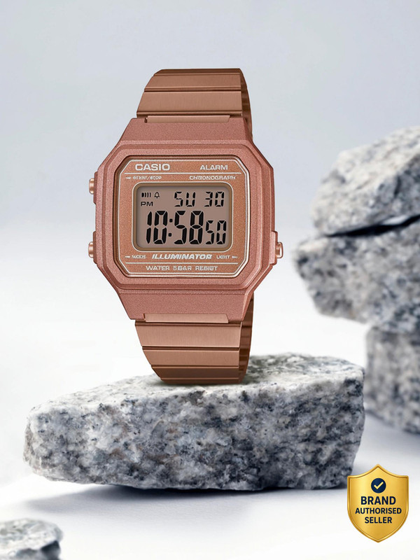CASIO B650WC-5ADF Vintage Rose Gold Dial Rose Gold Stainless Steel Band Digital Watch  – For Men & Women