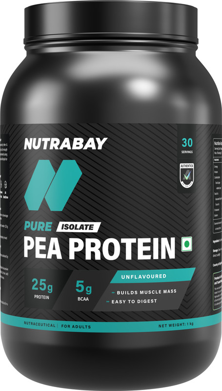 Nutrabay Pure 100% Pea Isolate – Plant-Based Protein(1 kg, Unflavoured)