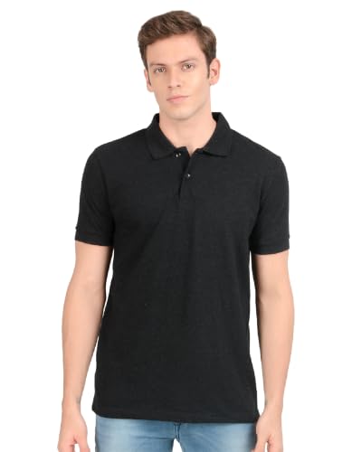 Scott International Men’s Cotton Polo T-Shirt | Six Degrees Soft & Breathable Collared T-Shirt | Half Sleeve Regular Fit Casual Wear | Comfortable Everyday Polo T-Shirt for Men Charcoal Melange