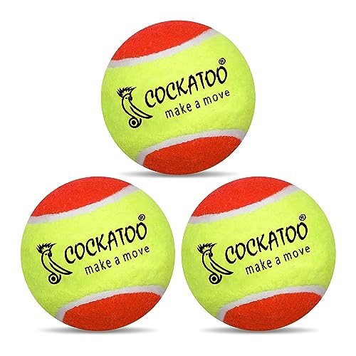 Cockatoo Rubber Cricket Tennis Ball, Construction of Tennis Ball for Cricket for Optimal Performance,Suitable for All Skill Levels. (120 Gr Per Ball -Pack of 3-Yellow Orange)