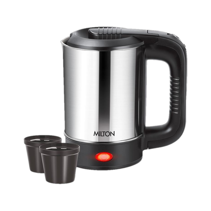 MILTON Euroline Electric Travel Kettle With Handle, 1000 Watt Beverage Maker(0.5 L, Silver)
