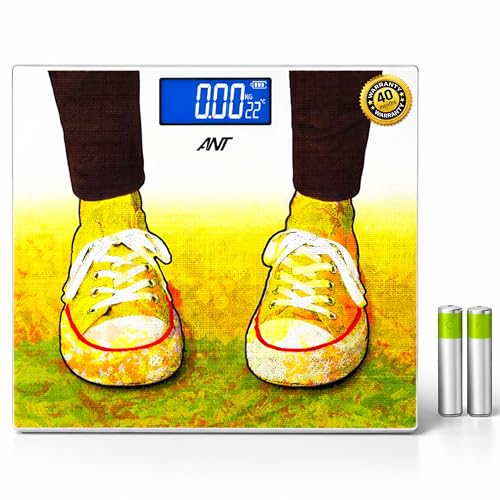 ANT Esports Flora Sports Digital Weighing Scale for Body Weight, 180kg Capacity, High Precision Strain Sensor, 50g Graduation, 5mm Tempered Glass, LCD Display, Auto On/Off, 40 Months Warranty