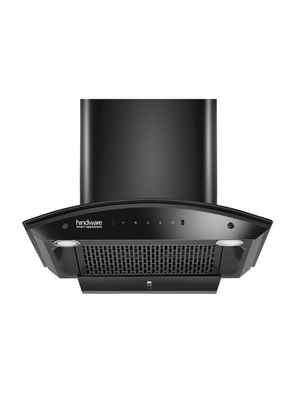 Hindware Smart Appliances Ripple 60 IN 1350 CMH 60 cm | Curved Glass | Filterless | Touch Control | Motion Sensor | 10 Years Motor Warranty | Energy Efficient LED Light | Powerful Suction | Auto Clean Chimney(Wall Mounted, Black)