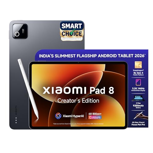 XIAOMI Pad 8 Creator’s Edition with Focus Pen Pro, 11.2 -inch (28.44 CM), LCD 3.2K, 12GB RAM, 256GB ROM, Wi-Fi, Quad Speakers Dolby Atmos, Graphite Grey, AI Enabled