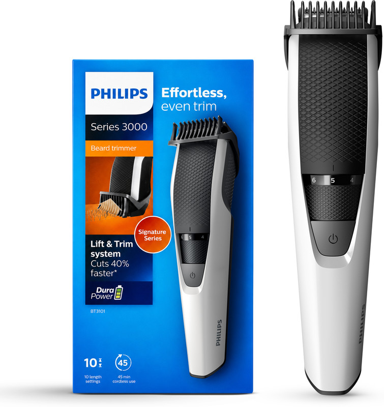 PHILIPS BT3101/15, Lift & Trim Tech, Effortless Even Trim Trimmer 45 min  Runtime 10 Length Settings(White)