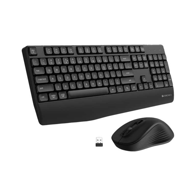 ZEBRONICS Companion 202 Wireless Standard Desktop Keyboard Compatible with Desktop, Laptop, Mac with Upto 1600 Adjustable DPI Optical Mouse, 2.4GHz Wireless, 104 Keys Layout, Dedicated Copilot AI Key, 12 Integrated Multimedia Keys, Silent Operation(Black)