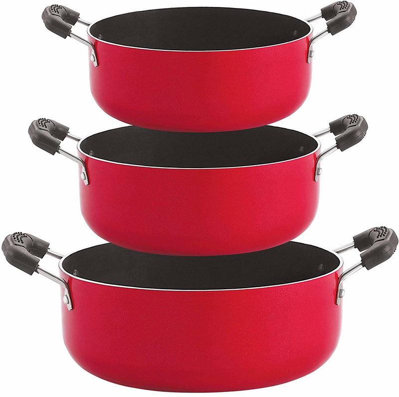 NIRLON Chemical Free 3 Piece Non-Stick Coated Kitchenware Combo Set Non-Stick Coated Cookware Set(PTFE (Non-stick), Aluminium, 3 – Piece)