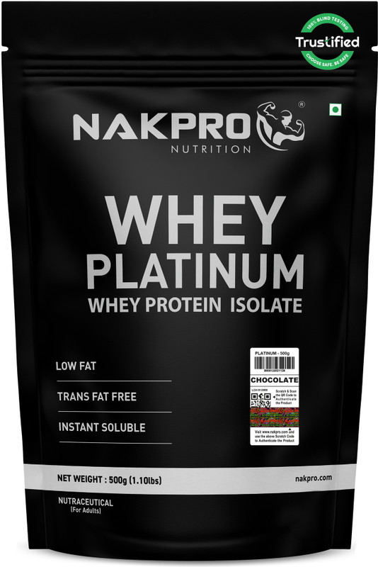 Nakpro PLATINUM 100% Whey Protein Isolate Supplement Powder Whey Protein(500 g, Chocolate)