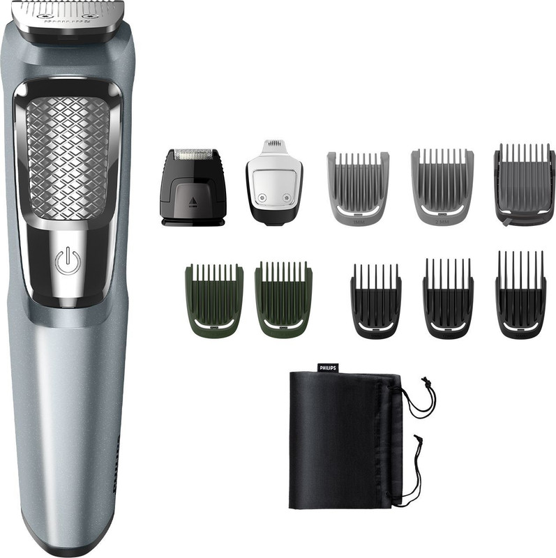 PHILIPS MG3760/33, 11 in 1 Multigroomer, Unique DualCut Tech Grooming Kit 75 min  Runtime 8 Length Settings(Silver)