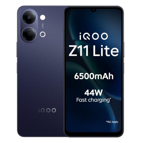 Iqoo Z10 Lite 5G (Titanium Blue 2026, 4Gb Ram, 128Gb Storage) | Dimensity 6300 5G Processor | 50Mp Sony Ai Camera | 6000 Mah Battery | Ip64 Rated & Military Grade Shock-Resistance*